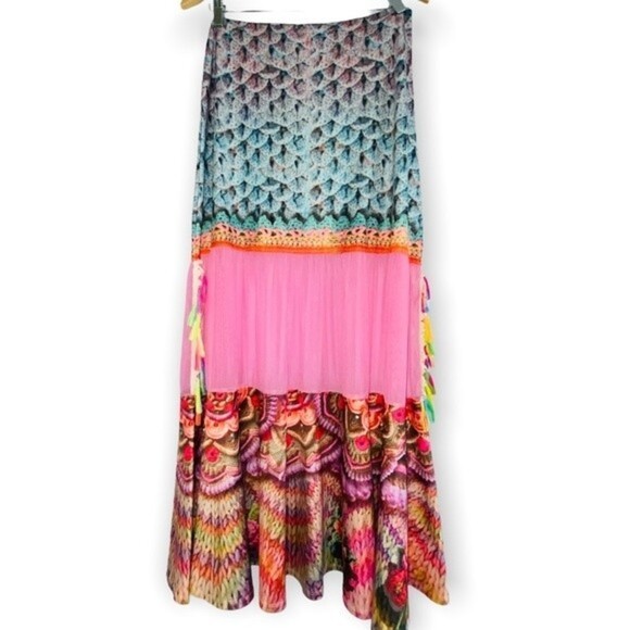 NWOT IPNG Boho Gypsy Whimsical Mixed Print Flowy Fairy Tale Maxi Skirt Size M/L - Picture 4 of 16